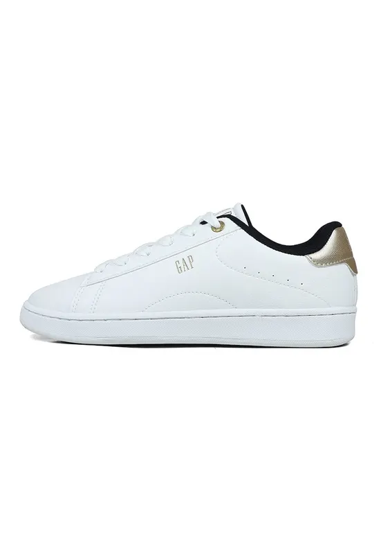 Pantofi sport uni de piele ecologica - Alb/Auriu