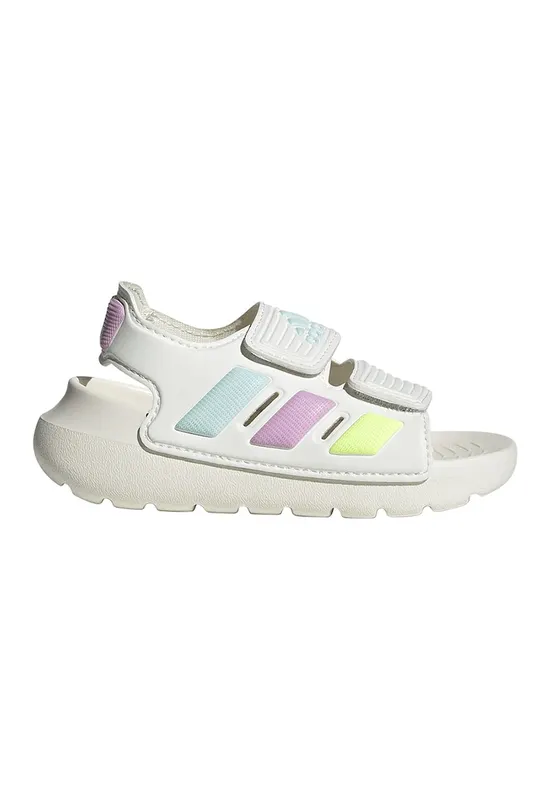 Sandale cu talpa wedge si inchidere velcro Altaswim 2.0 - Alb fildes/Roz pastel/Verde menta