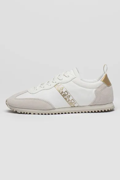 Pantofi sport cu detalii de piele intoarsa Coral - Alb/Gri deschis