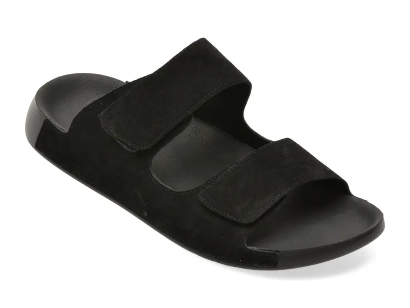 Papuci negri, 60031, din piele intoarsa