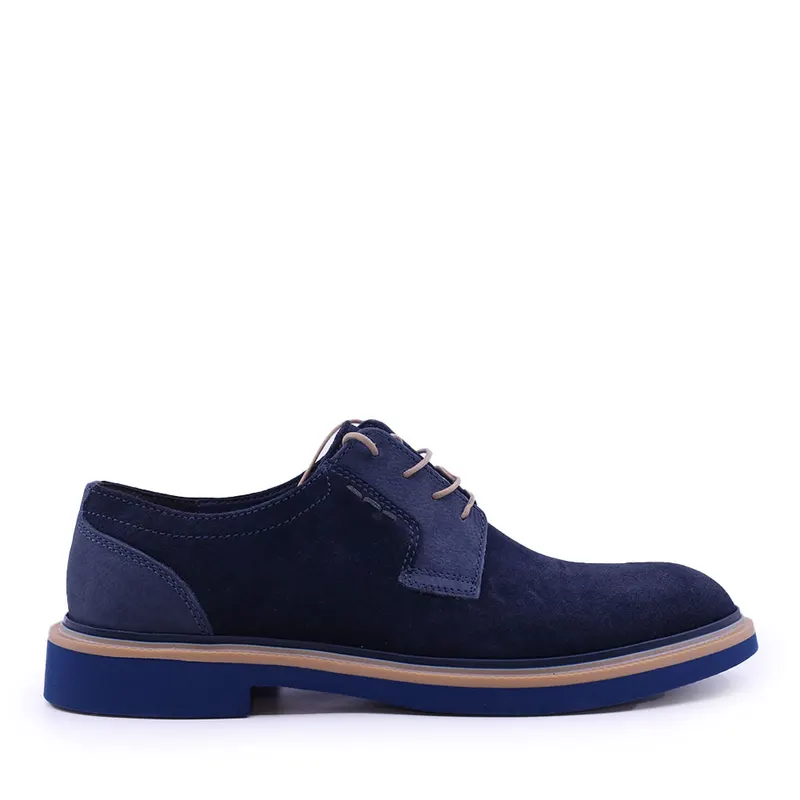 Pantofi derby bărbați Luca di Gioia bleumarin din piele întoarsă 719BP4050VBL