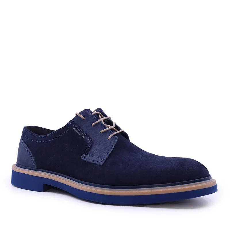 Pantofi derby bărbați Luca di Gioia bleumarin din piele întoarsă 719BP4050VBL — imaginea 2