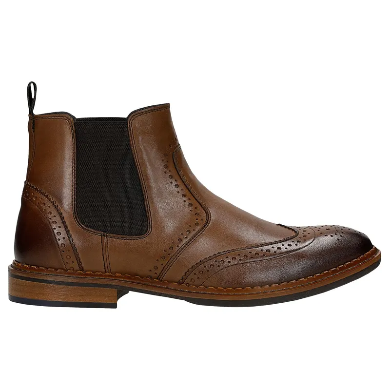 Botine din piele maro cu cusaturi decorative barbati