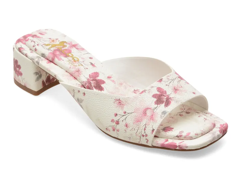 Papuci multicolor, RIYANA 978, din piele ecologica
