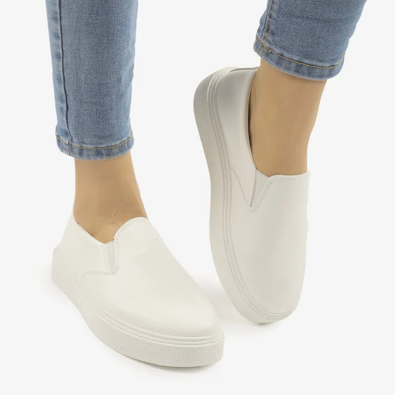 MOCASINI Sport din PIELE ECOLOGICA CRL0965 CULOARE: ALB