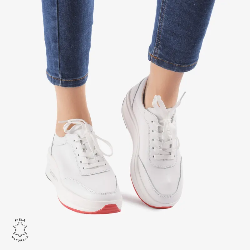 Pantofi casual dama din Piele naturală CRL0058 ALB