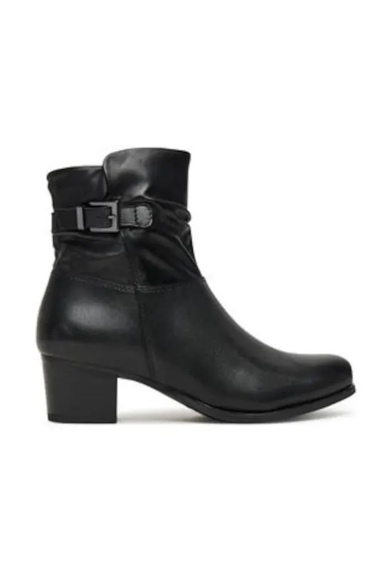 Botine dama cu toc - piele naturala - negru