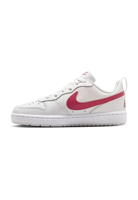 Pantofi sport Court Borough din piele ecologica - Alb/Roz zmeuriu