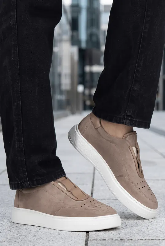 Pantofi Casual din Piele Naturală Bej tip Slip-On - ZAK BEIGE