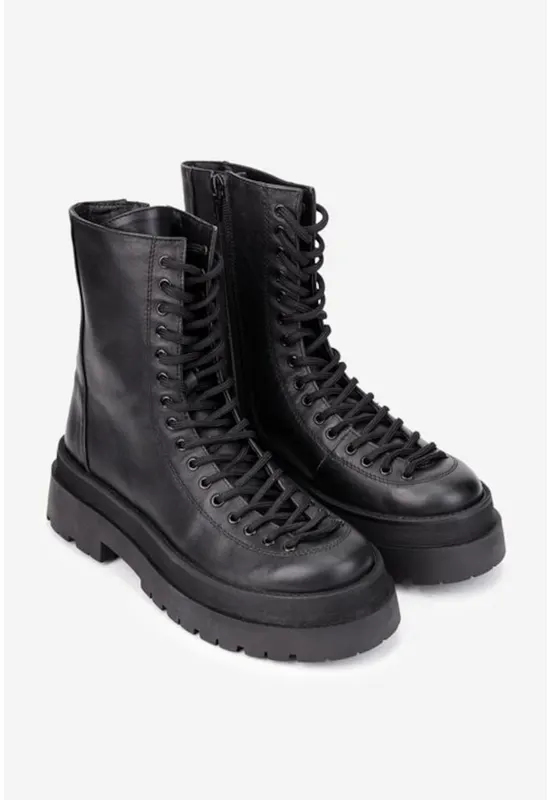 Ghete dama negre din piele naturala