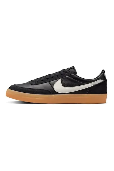 Pantofi sport cu insertii din piele si piele intoarsa - Alb/Negru