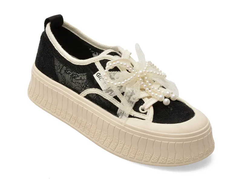 Pantofi negri, 278, din material textil