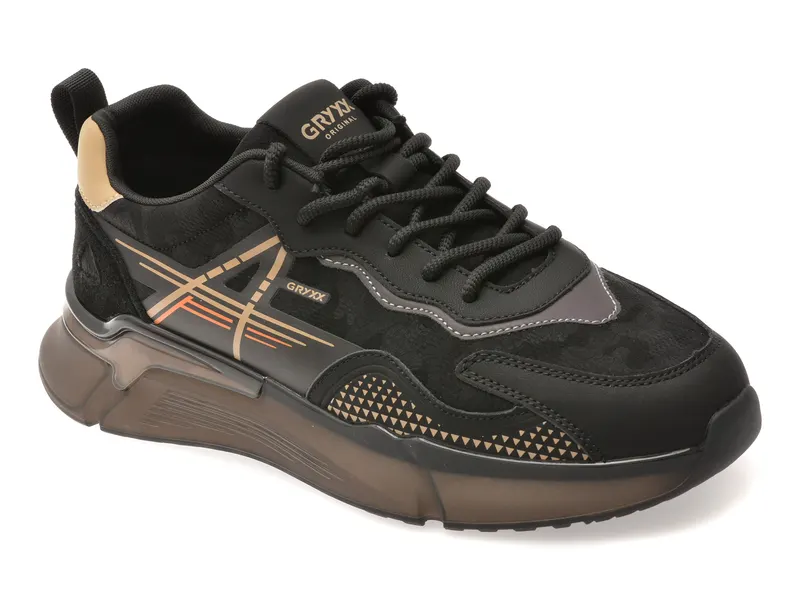 Pantofi sport negri, 5568, din piele ecologica