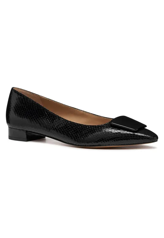 Balerini dama - piele naturala texturata - negru