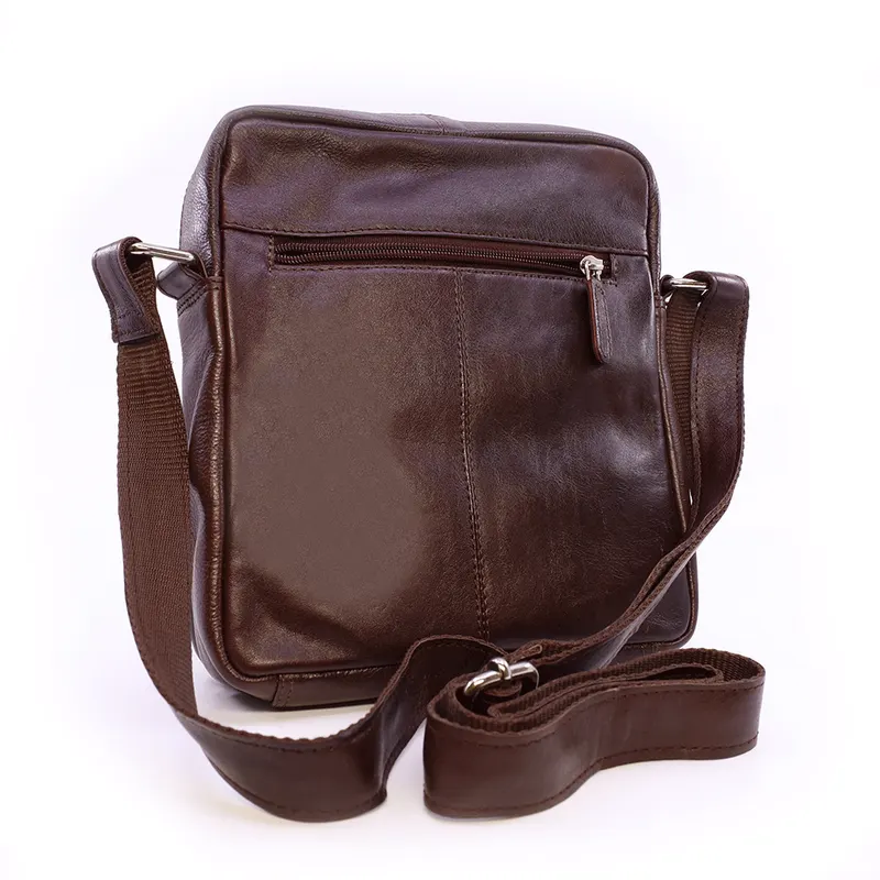 Geantă crossbody bărbați maro din piele 263BGEA6088M — imaginea 2