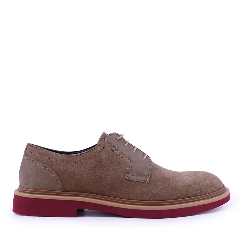 Pantofi derby bărbați Luca di Gioia taupe din piele întoarsă 719BP4050VTA