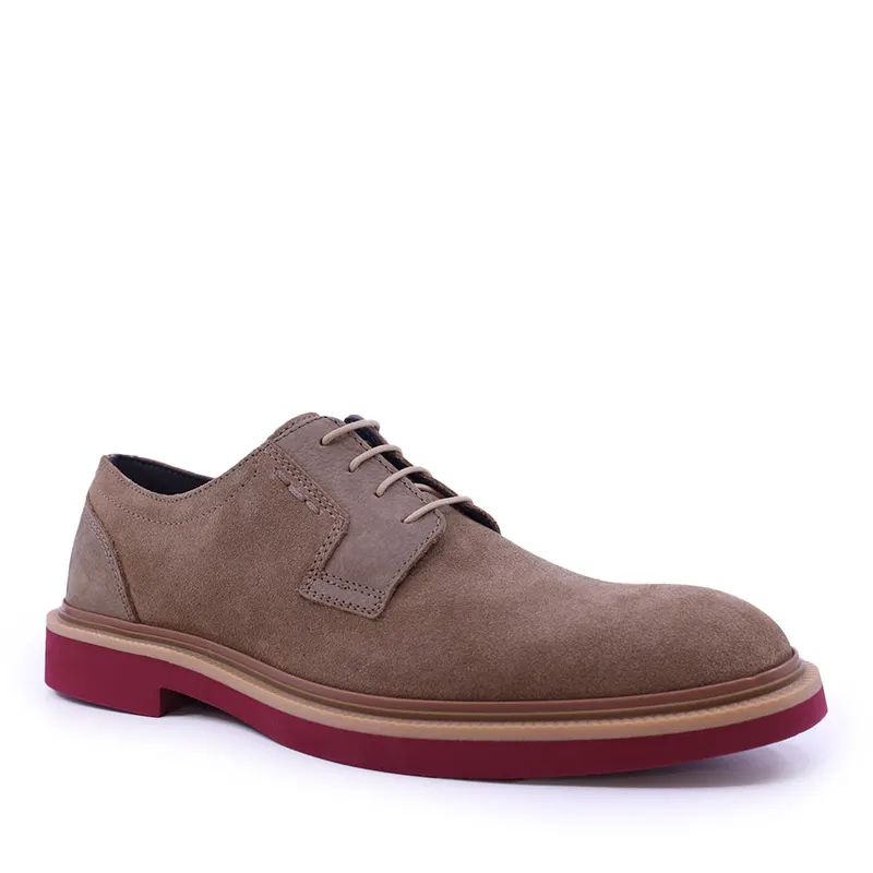 Pantofi derby bărbați Luca di Gioia taupe din piele întoarsă 719BP4050VTA — imaginea 2