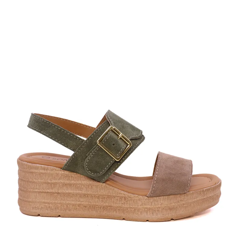 Sandale cu platformă femei taupe din piele întoarsă 2619DS0010VTA