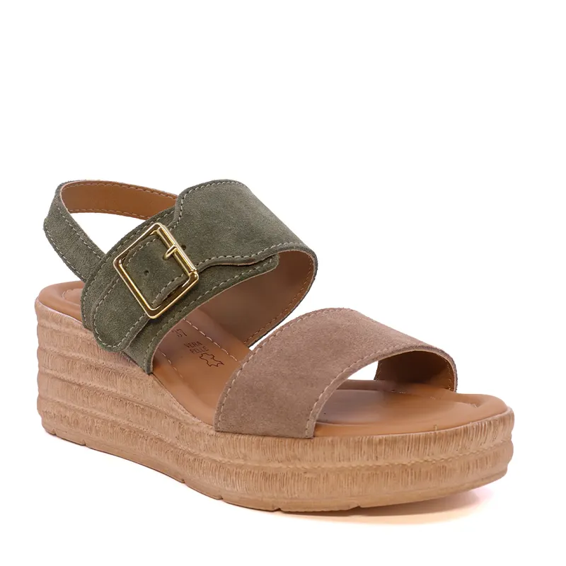 Sandale cu platformă femei taupe din piele întoarsă 2619DS0010VTA — imaginea 2