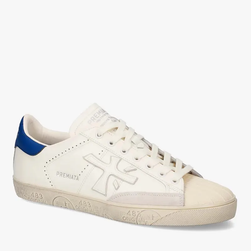 Sneakers bărbați Premiata Steven albi din piele și sintetic 1691BP8046A — imaginea 2