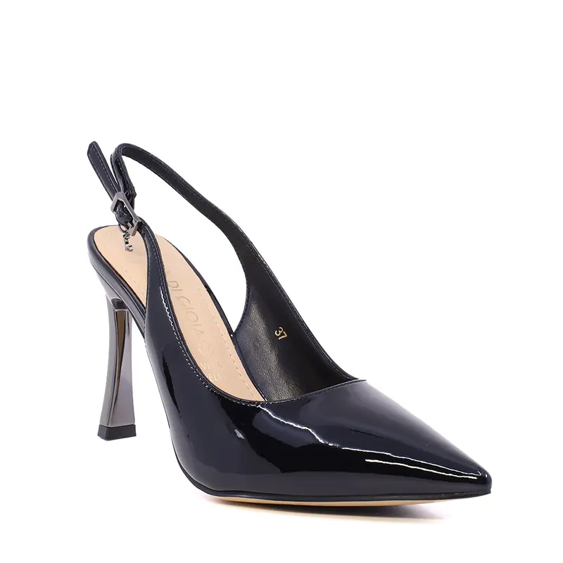 Pantofi stiletto slingback femei Luca di Gioia negri din piele lăcuită 1261dd7074ln — imaginea 2
