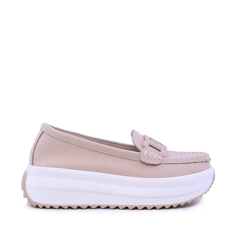 Mocasini femei nude din piele cu accesoriu deco 1941DM026NU