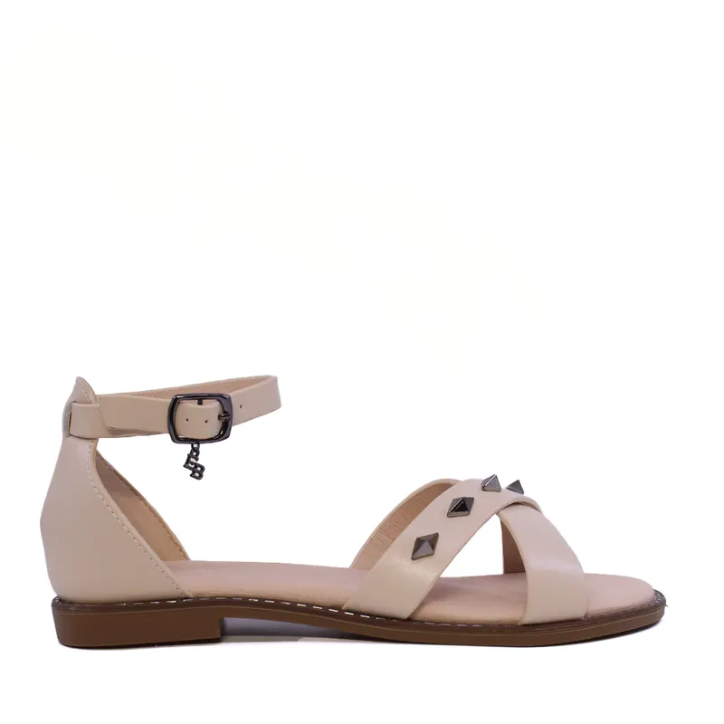 Sandale femei Enzo Bertini bej din piele cu elemente deco 1391DS2280BE