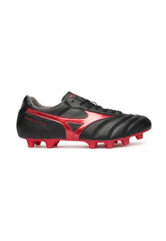 Pantofi de fotbal barbati - piele ecologica - negru/rosu