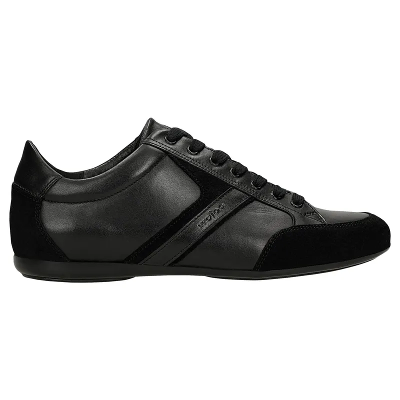 Sneakers bărbați negri din piele combinată