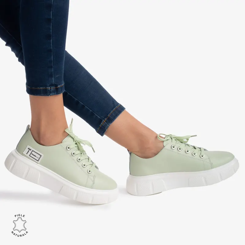 Pantofi Casual de dama din Piele naturala CRL0527 Verde