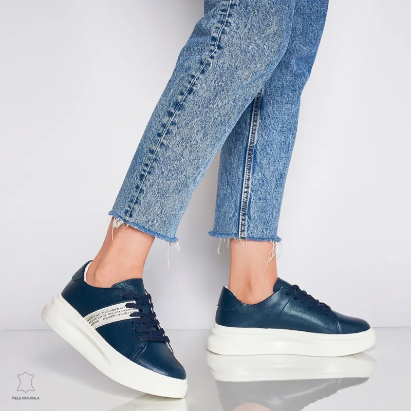 Pantofi Casual dama din Piele naturala CRL0047 Bleumarin