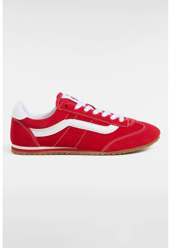 Pantofi sport low cut din piele intoarsa - Rosu vermillion/Alb murdar