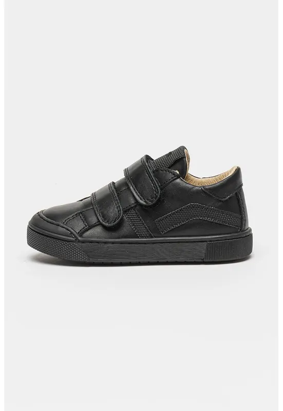 Pantofi sport din piele cu barete cu inchidere cu velcro - Negru