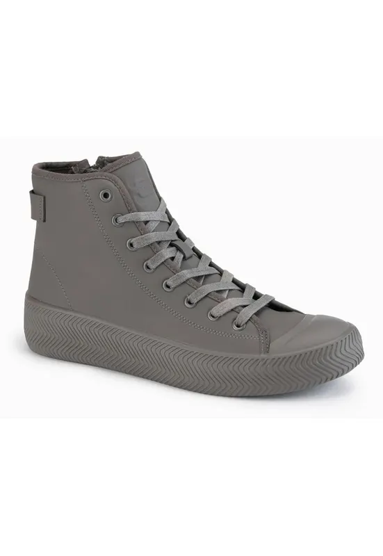 Pantofi sport inalti cu fermoar OM-FOTH-0184 - Bej inchis