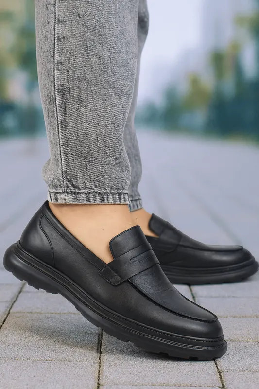 Pantofi Casual Barbati din Piele Negri - ZIN