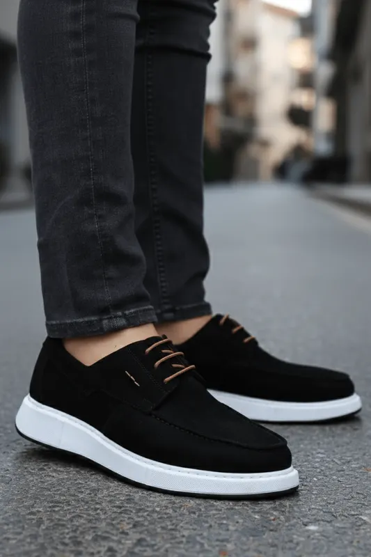 Pantofi Casual din Piele Negri cu Siret - RYK BLACK