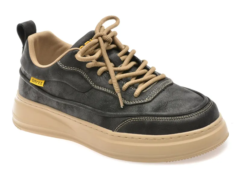 Pantofi sport negri, 9268, din piele naturala