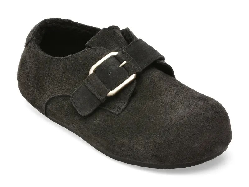 Pantofi gri, 3712, din piele intoarsa