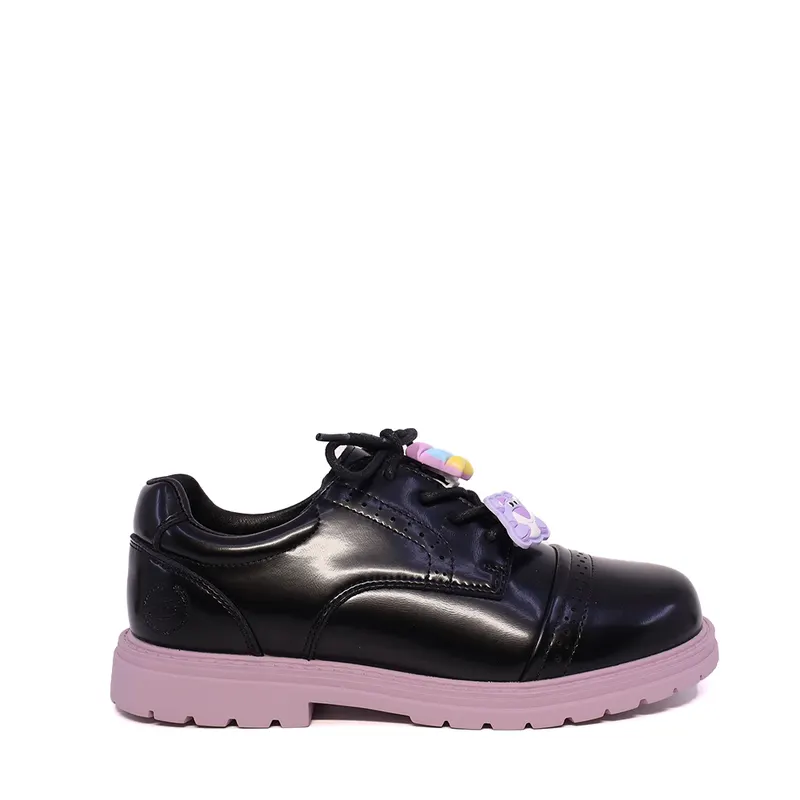 Pantofi derby fetițe negri din piele naturală 3790FP010N