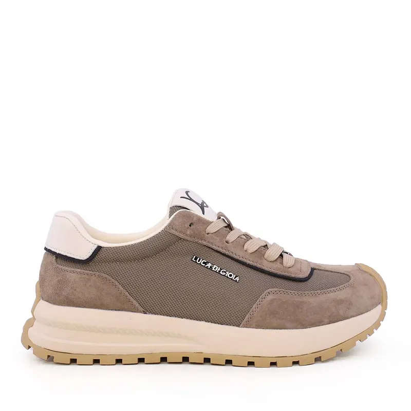 Sneakers ușori bărbați Luca di Gioia taupe din velur și material textil 3911BP068TA