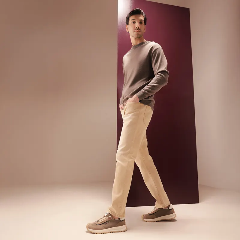 Sneakers ușori bărbați Luca di Gioia taupe din velur și material textil 3911BP068TA — imaginea 2