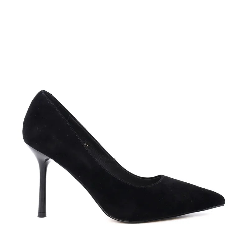 Pantofi stiletto femei Enzo Bertini negri din piele întoarsă 1391DP8662VN