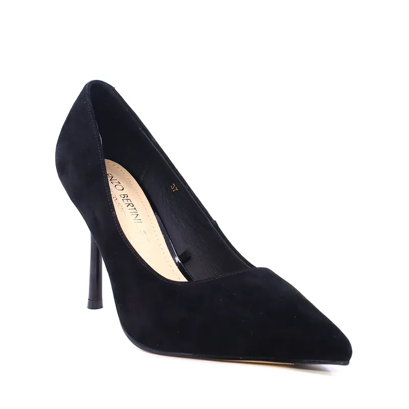 Pantofi stiletto femei Enzo Bertini negri din piele întoarsă 1391DP8662VN — imaginea 2