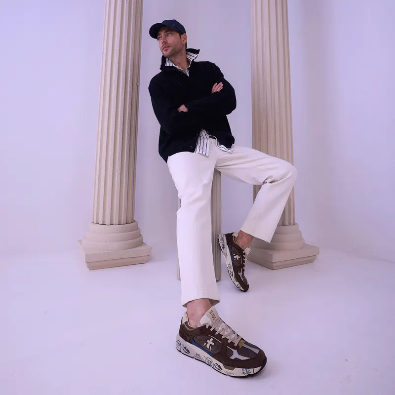 Sneakers bărbați Premiata Mase maro din piele întoarsă și textil 1691BP8026M — imaginea 2