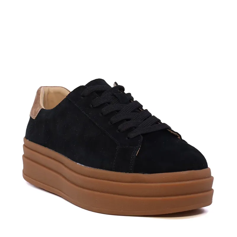 Sneakers femei negri din piele întoarsă 1531DP0502VN — imaginea 2