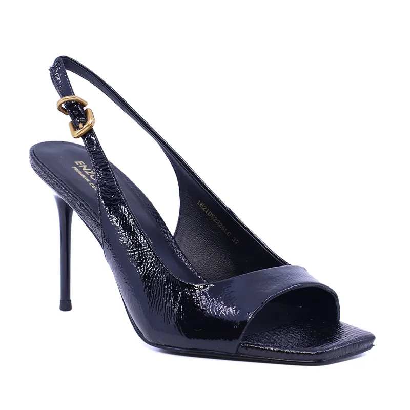 Sandale slingback femei Enzo Bertini negre din piele lăcuită 1621ds2226ln — imaginea 2