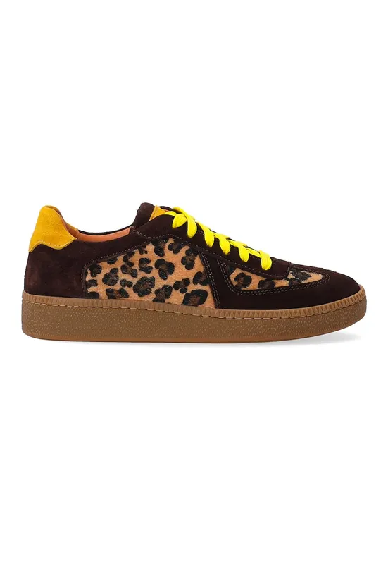 Pantofi sport din piele intoarsa cu animal print