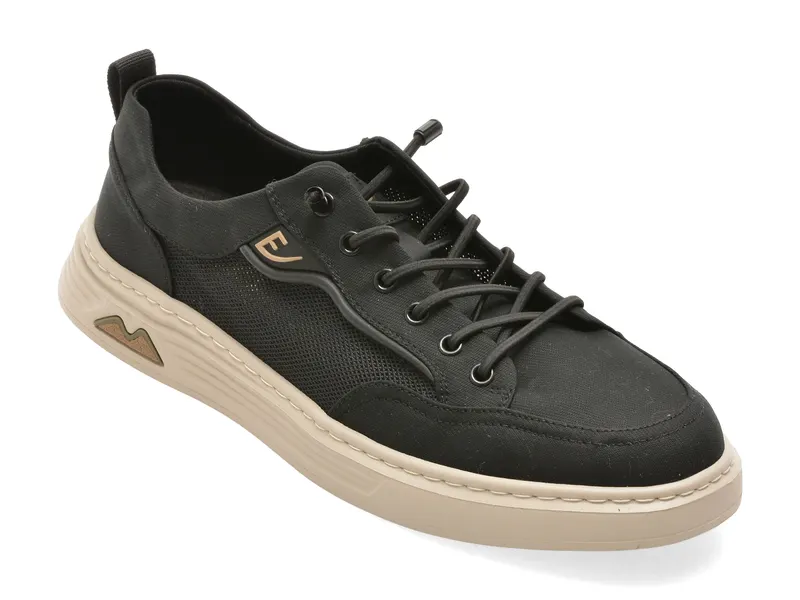 Pantofi sport negri, T9329, din material textil