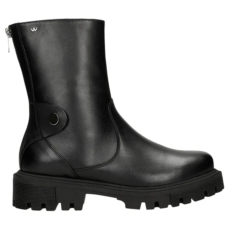 Botine negre din piele granulată damă
