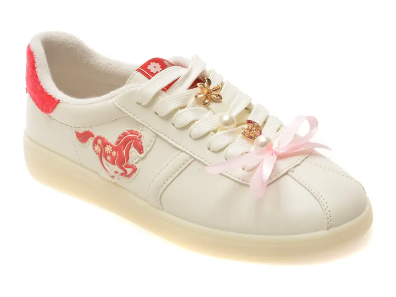 Pantofi sport albi, AUREMI 116, din piele ecologica